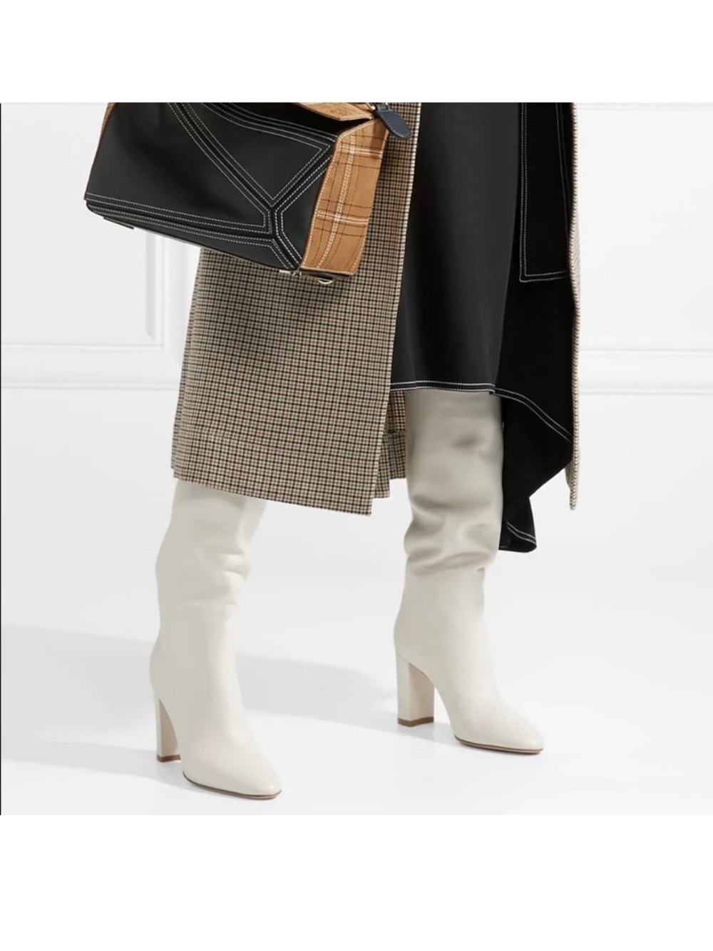 Gianvito Rossi Laura Slouch Boots Women’s Size 41, Block Heel Boots in Cream